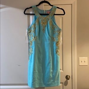 Lily Pulitzer blue and gold dress
